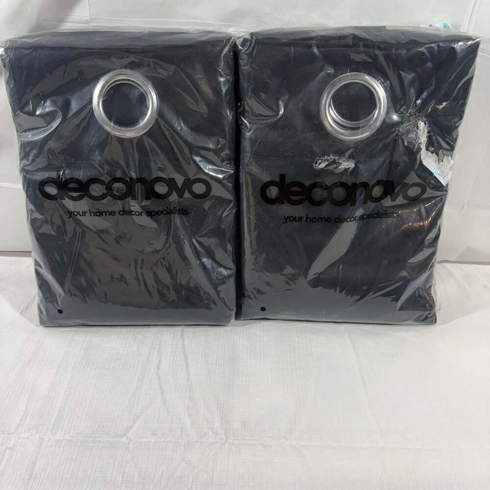Deconovo Blackout Curtains Set of 2, Grommet Top, Solid Black Panels